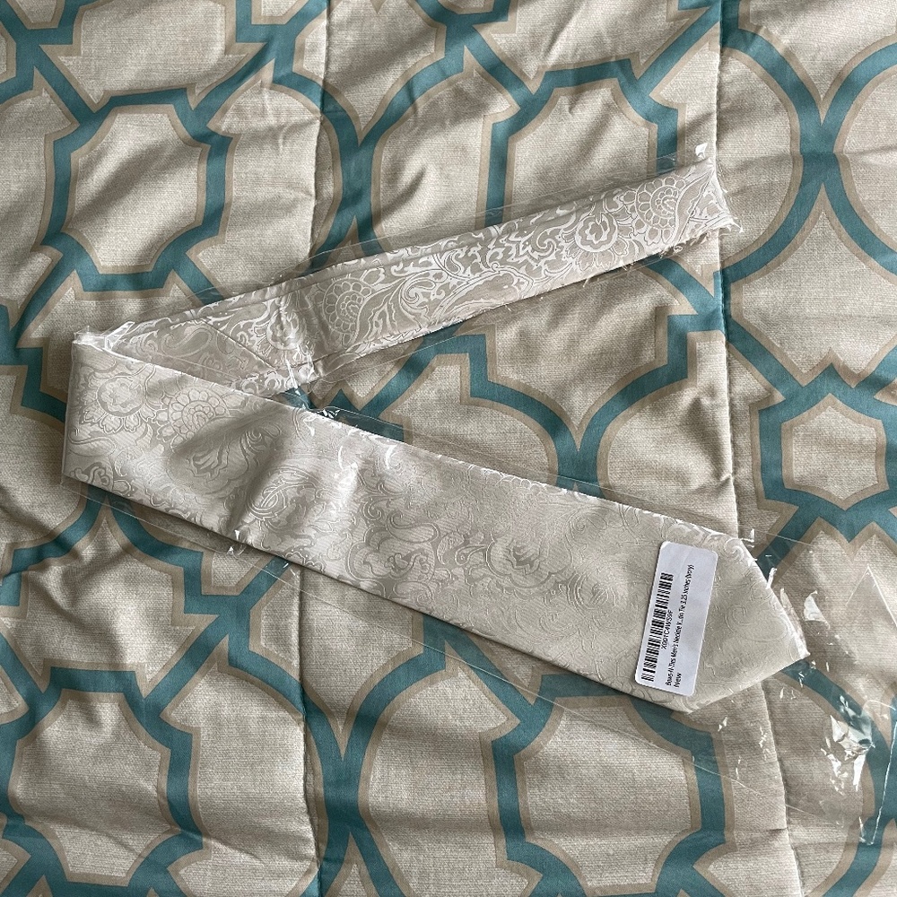 Puccini, Men’s, Ivory Paisley Floral, 3.25” wide, Satin Tie